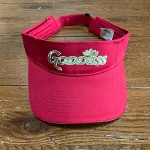 Goddess Gold and Red Visor Hat Women’s Adjustable Cotton Front Patch One Size